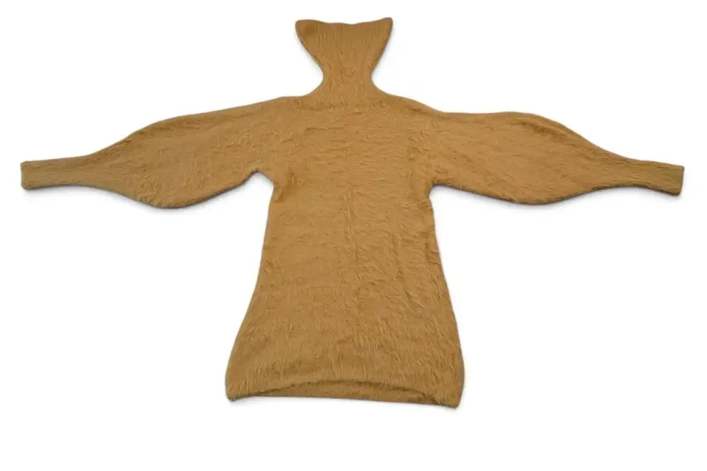 Free People Fluffy Fox Turtleneck Sweater Mustard Gold Oversized Sz XS Dolman